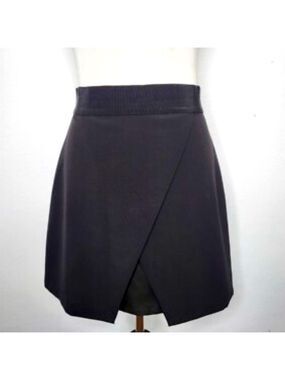 New Alice + Olivia Ericka Overlap Lambs Leather Panel Mini Skirt size 12